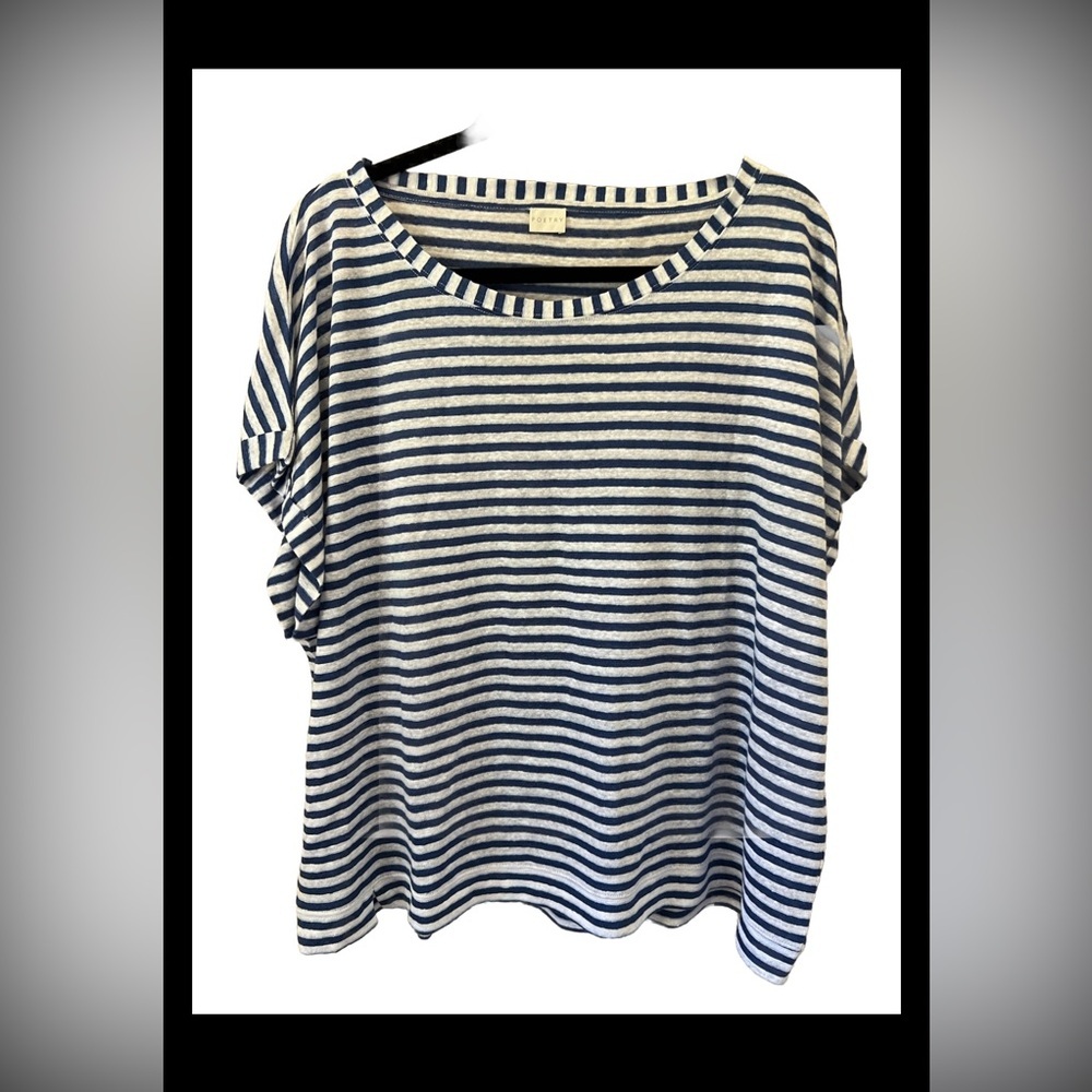 Poetry Linen Women’s  Striped Blue White Top  Size US 16